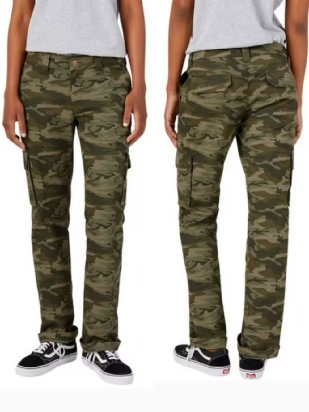 Dickies Women's FLEX Relaxed Fit Stretch Twill Cargo Pants in Green 2R